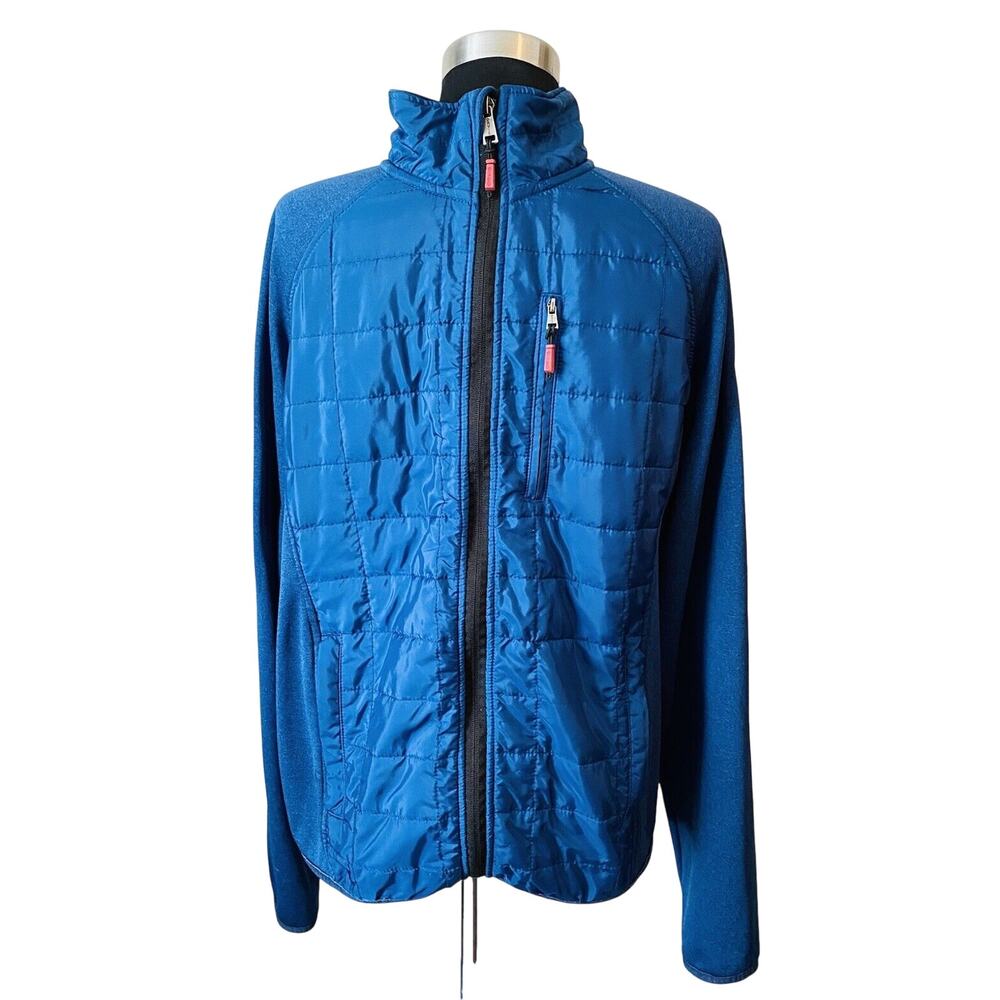 Orvis Full Zip Athletic Puffer Jacket Blue Zippered Pockets Men's Size Medium